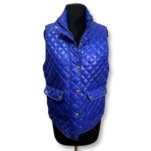 EUC J Crew Royal Blue Quilted Down Puffer Vest Winter‎ Outerwear Womens M